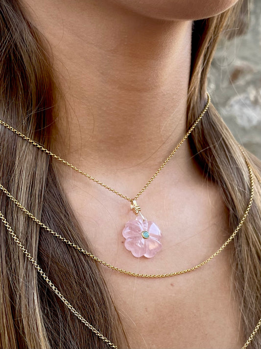 Collar Fortunato Cuarzo Rosa - Amazonita