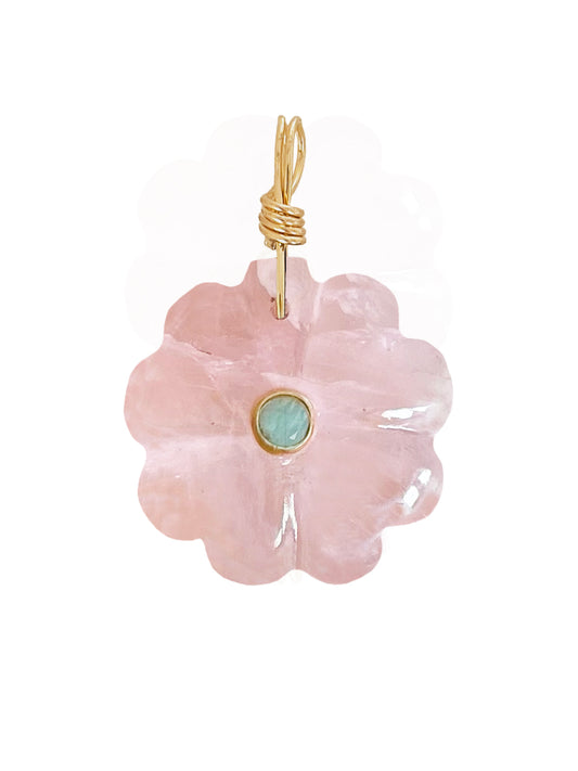 Colgante Fortunato Cuarzo Rosa - Amazonita