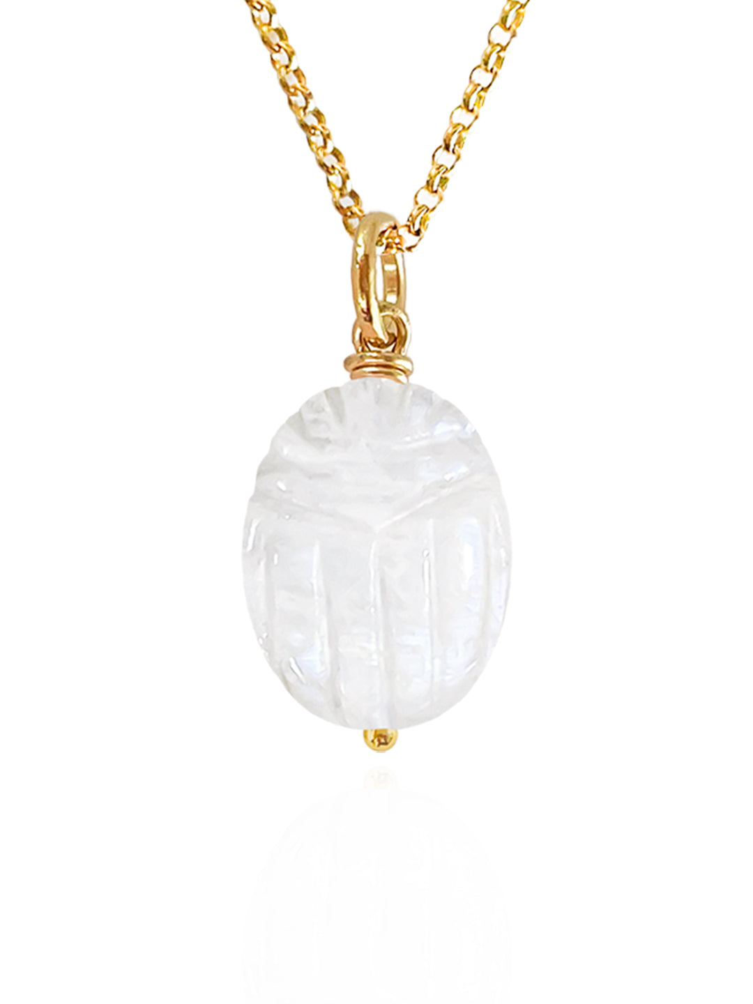 Rainbow Moonstone Beetle Necklace