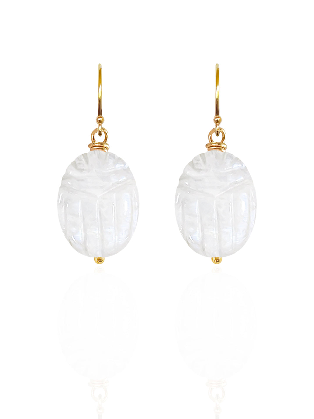 Pendientes Escarabajo Piedra Luna Iridiscente