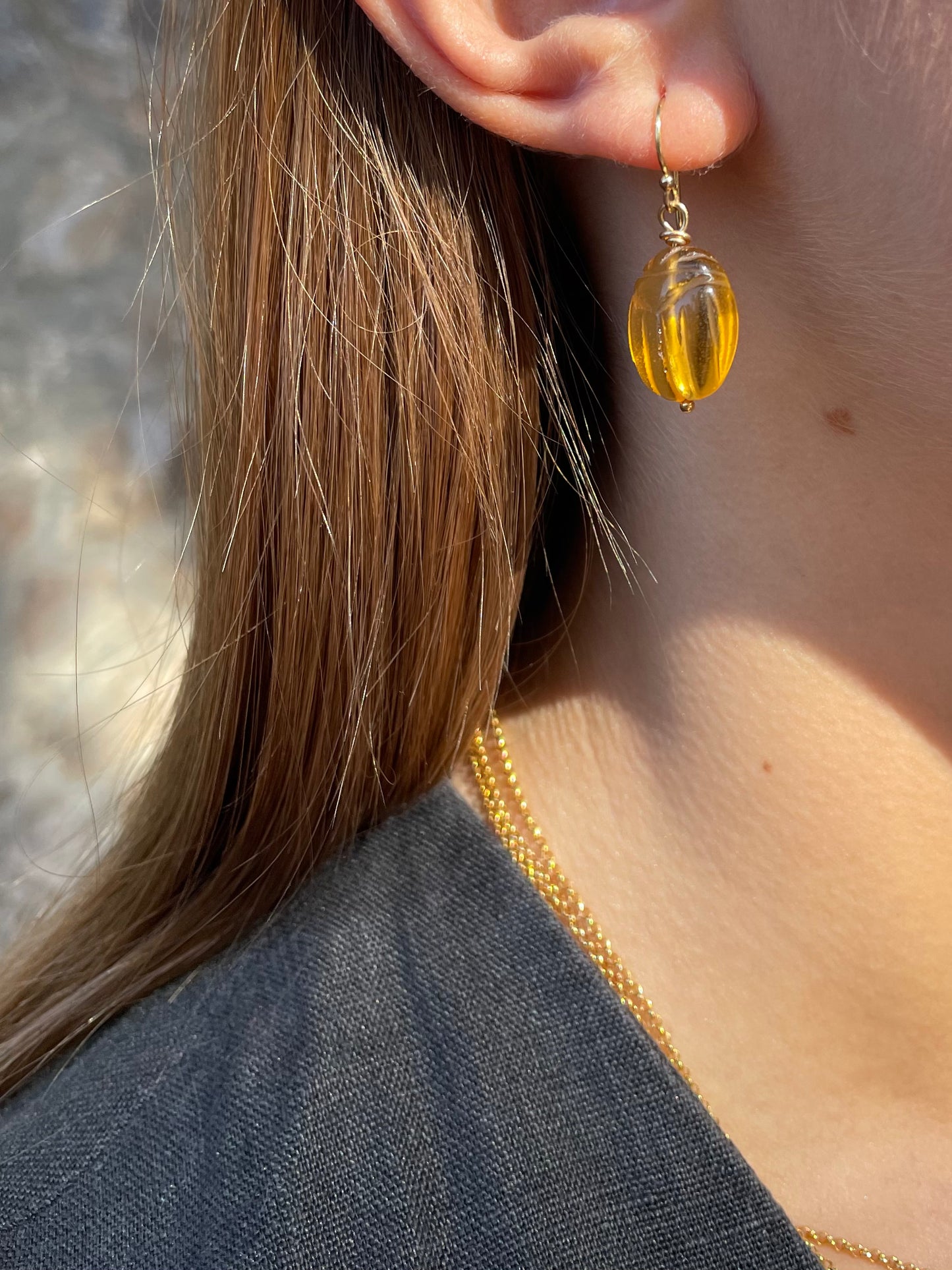 Citrine Beetle Earrings