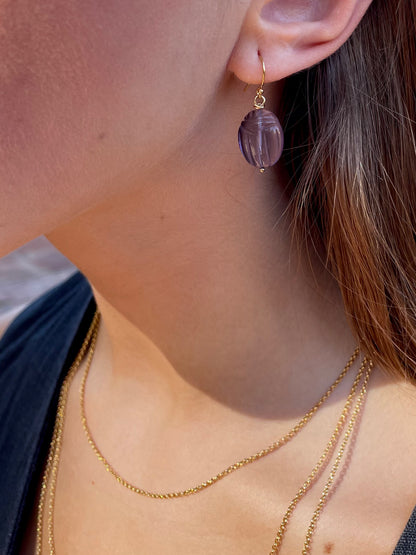 Amethyst Beetle Earrings