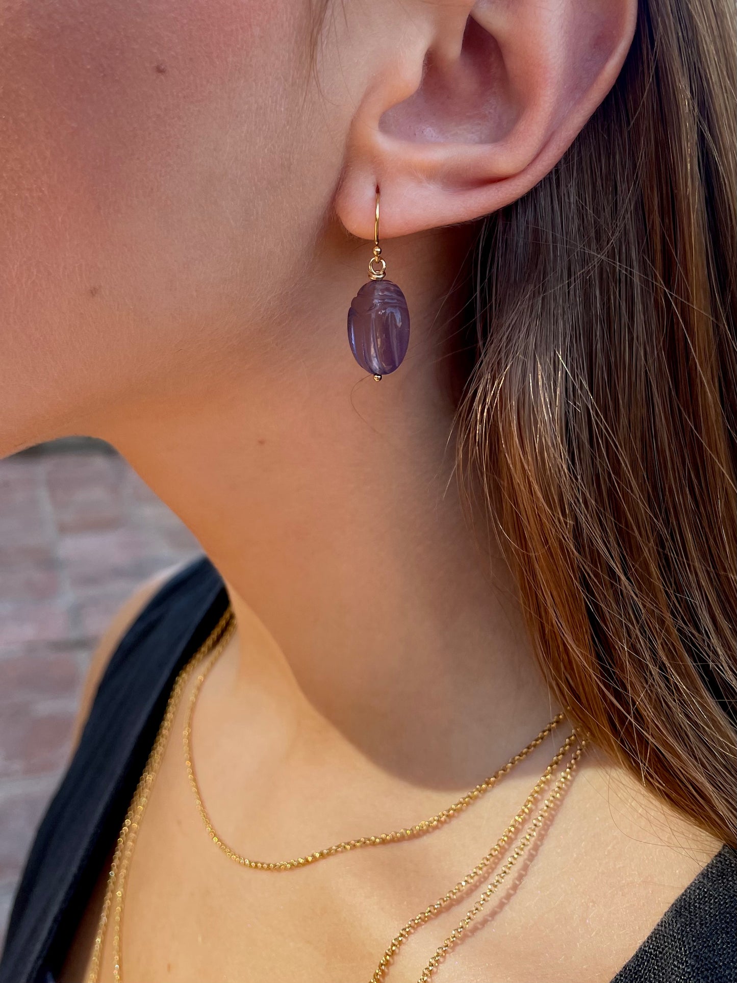 Amethyst Beetle Earrings