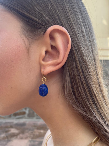 Lapis Lazuli Beetle Earrings