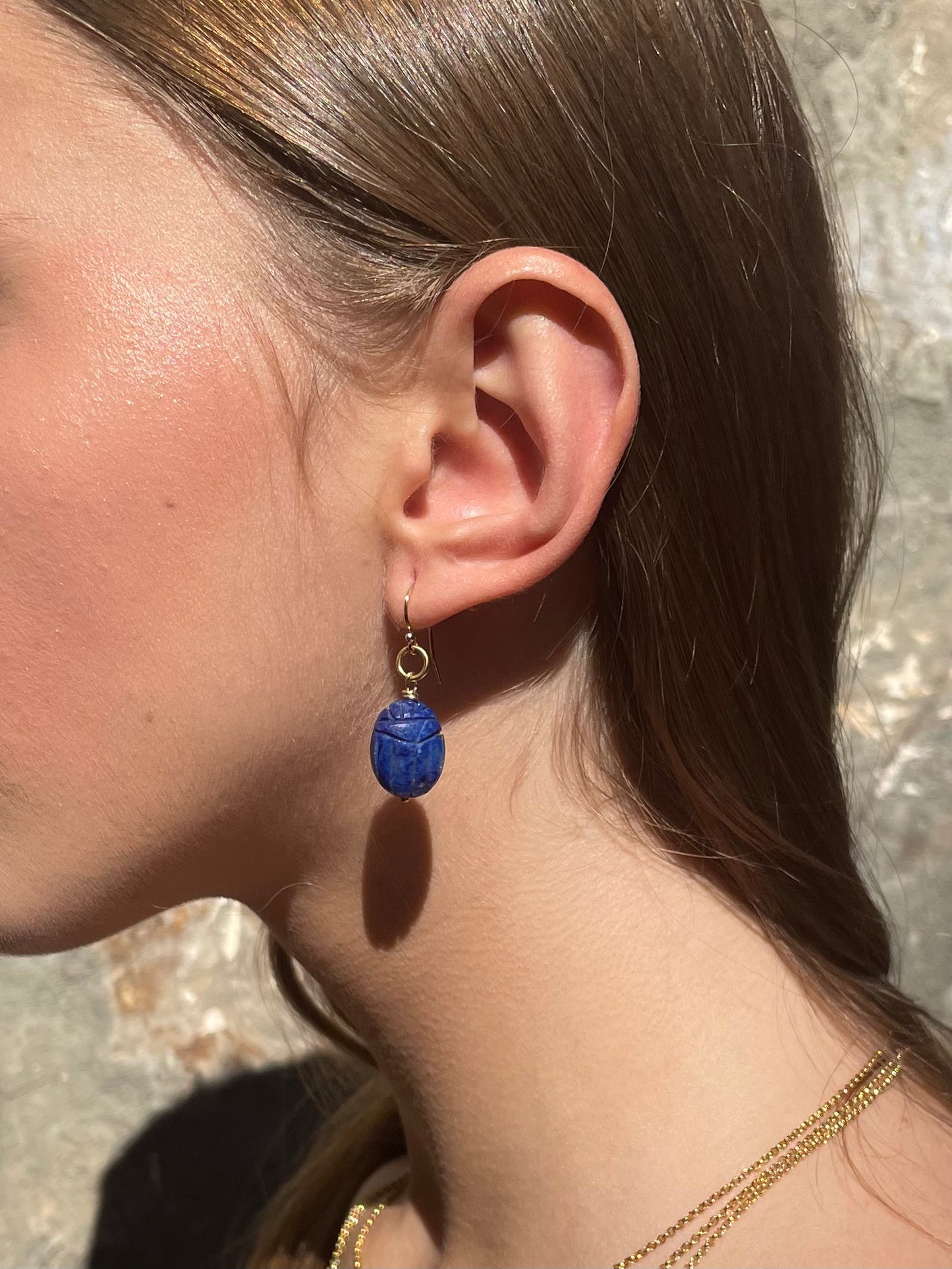 Lapis Lazuli Beetle Earrings