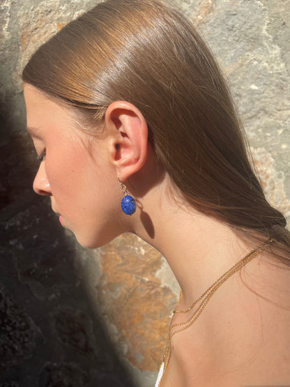 Lapis Lazuli Beetle Earrings