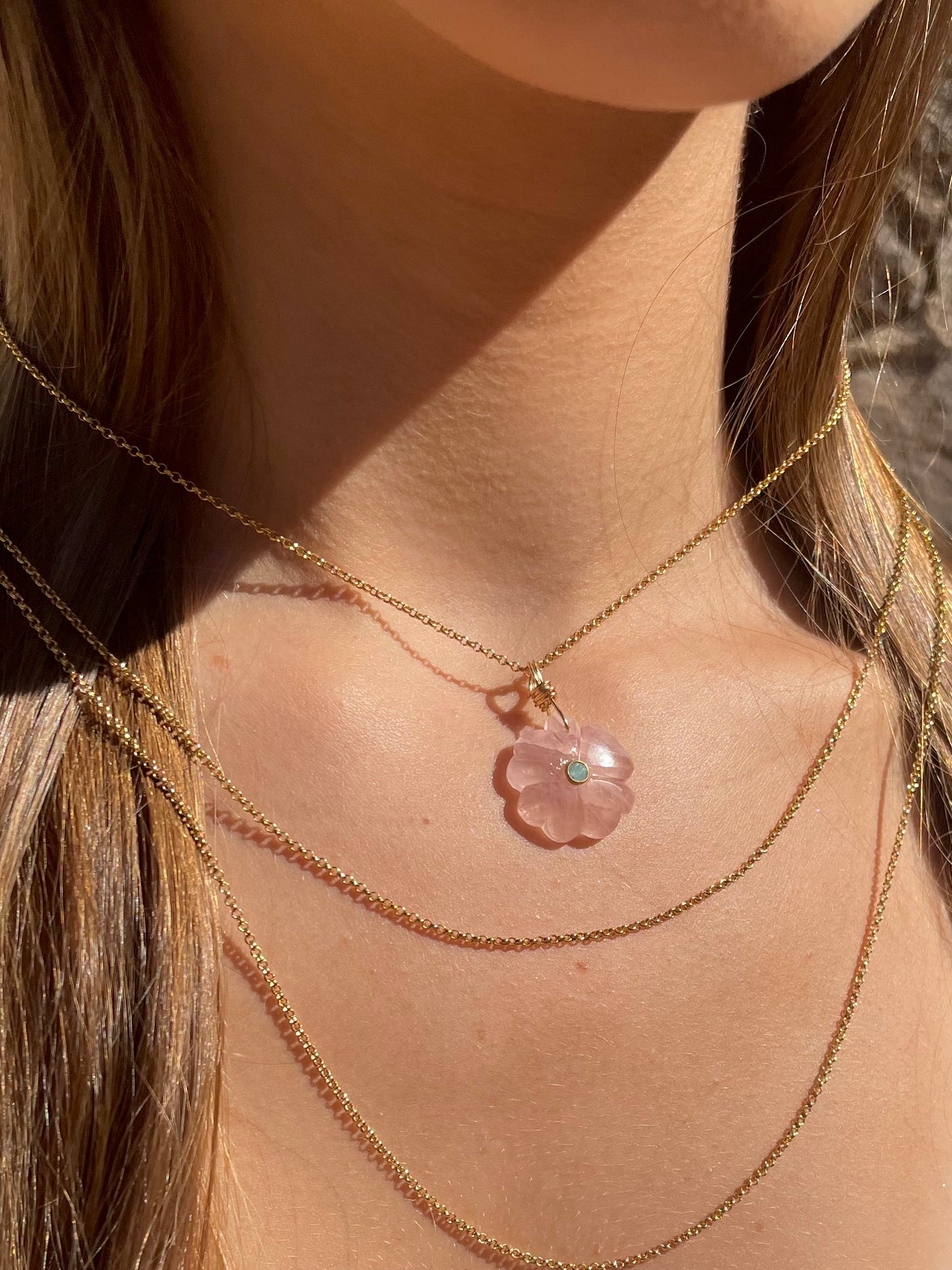 Collar Fortunato Cuarzo Rosa - Amazonita