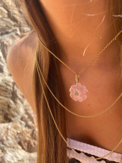 Collar Fortunato Cuarzo Rosa - Amazonita