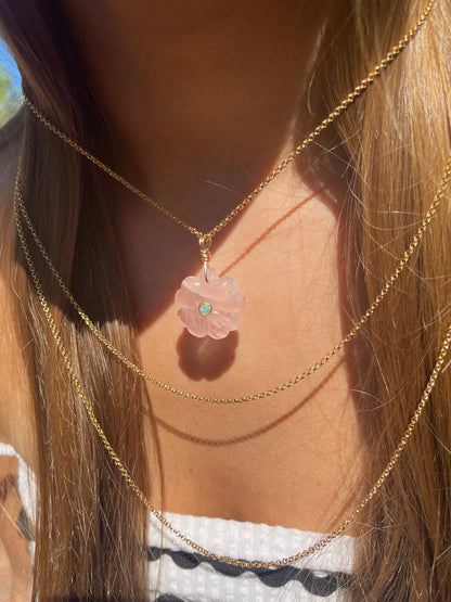 Collar Fortunato Cuarzo Rosa - Amazonita