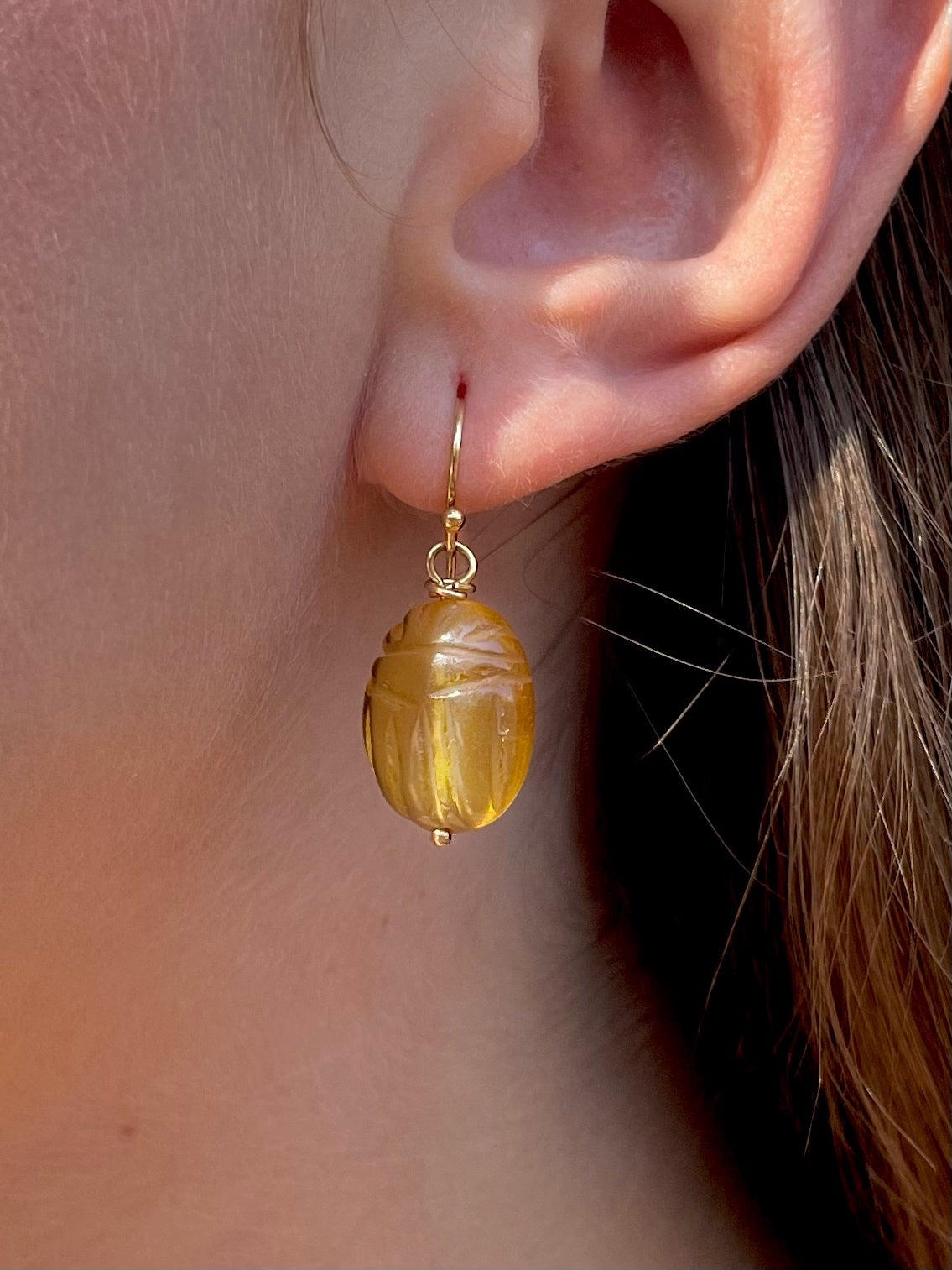 Citrine Beetle Earrings