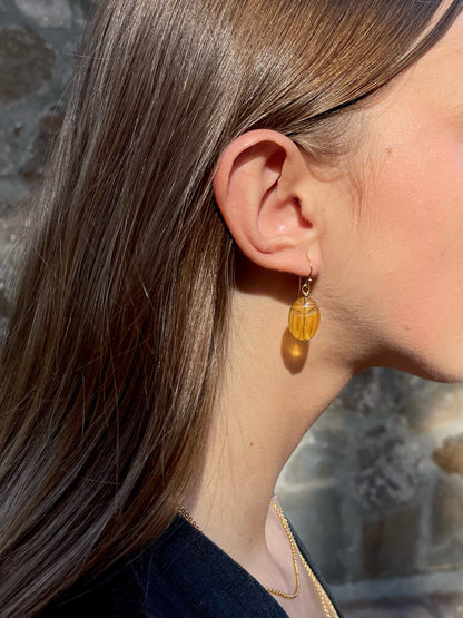 Citrine Beetle Earrings