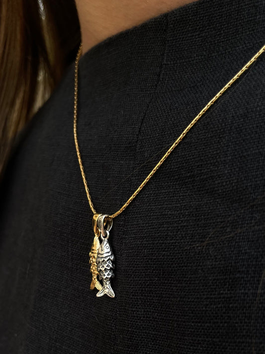 Collar Poisson Oro Y Plata