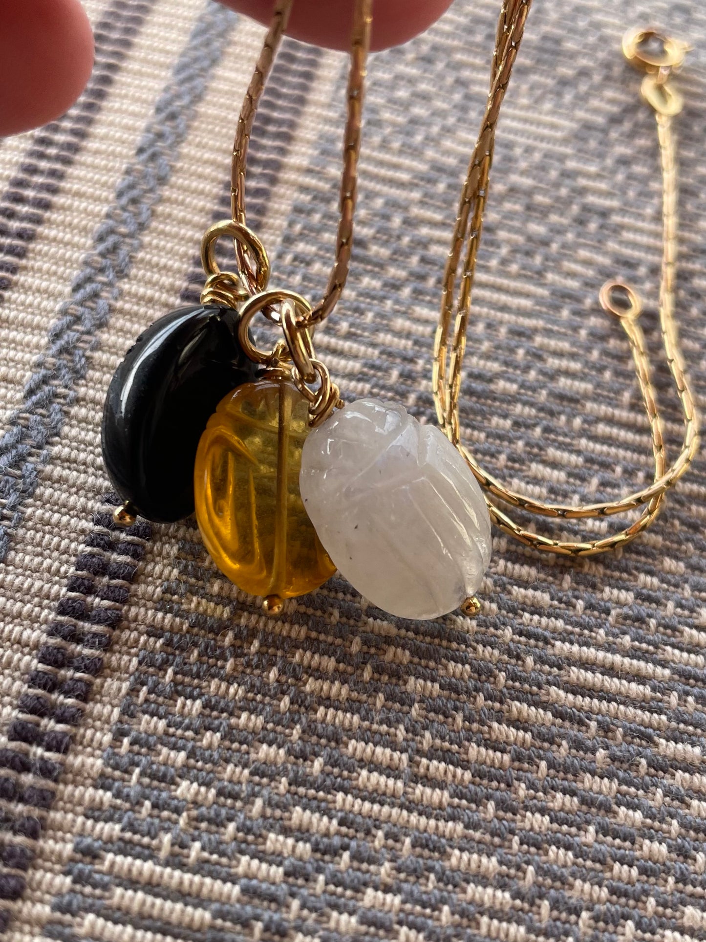 Rainbow Moonstone Beetle Pendant