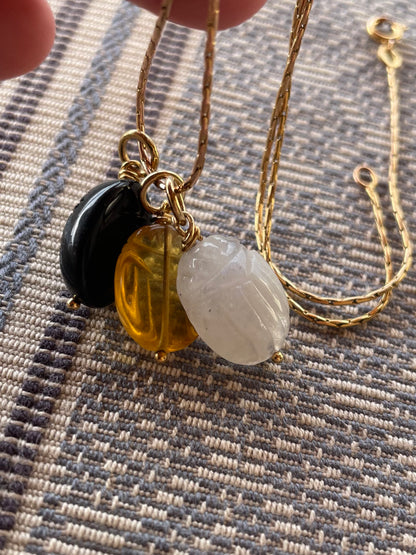 Rainbow Moonstone Beetle Pendant