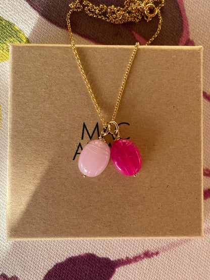 Colgante Escarabajo Calcedonia Rosa