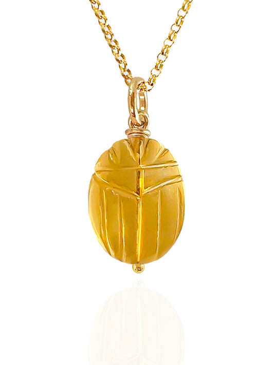 Citrine Beetle Necklace