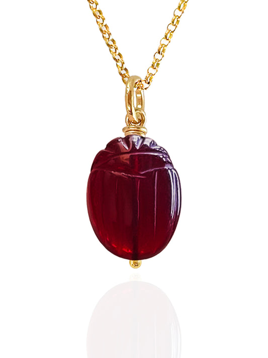 Garnet Beetle Necklace