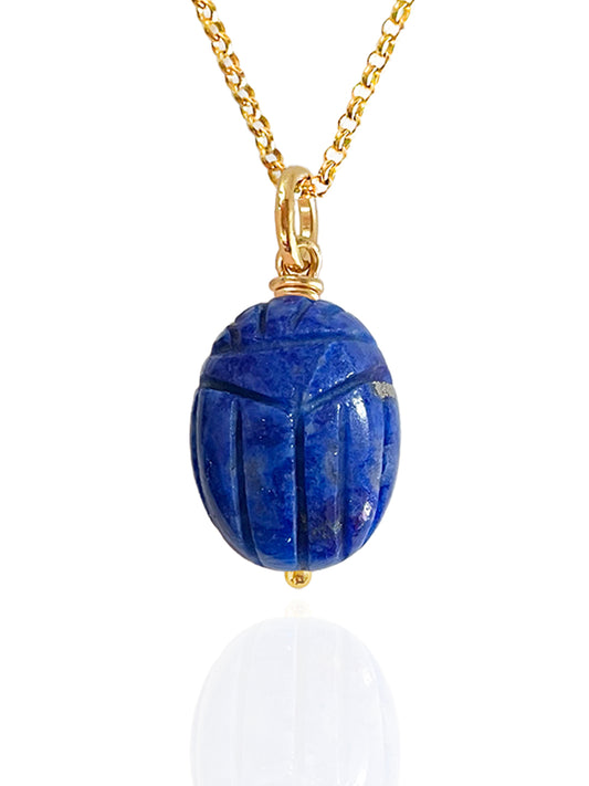 Lapis Lazuli Beetle Necklace