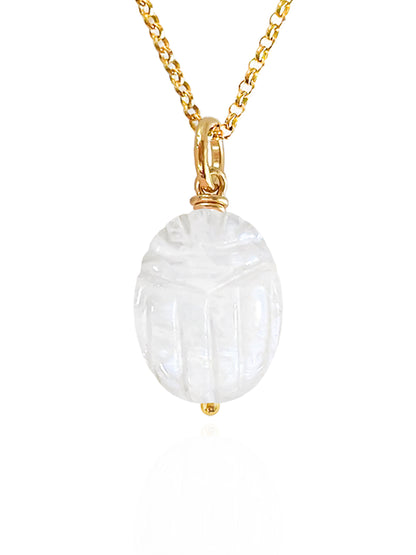 Rainbow Moonstone Beetle Necklace