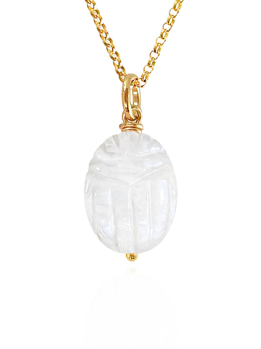 Rainbow Moonstone Beetle Necklace
