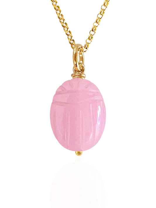 Collar Escarabajo Calcedonia Rosa