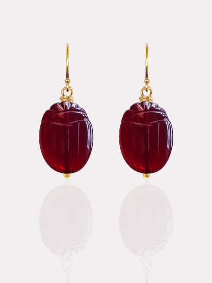 Garnet Beetle Earrings