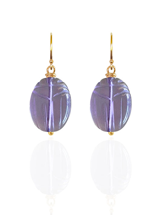 Amethyst Beetle Earrings