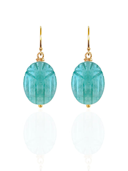 Amazonite Beetle Earrings