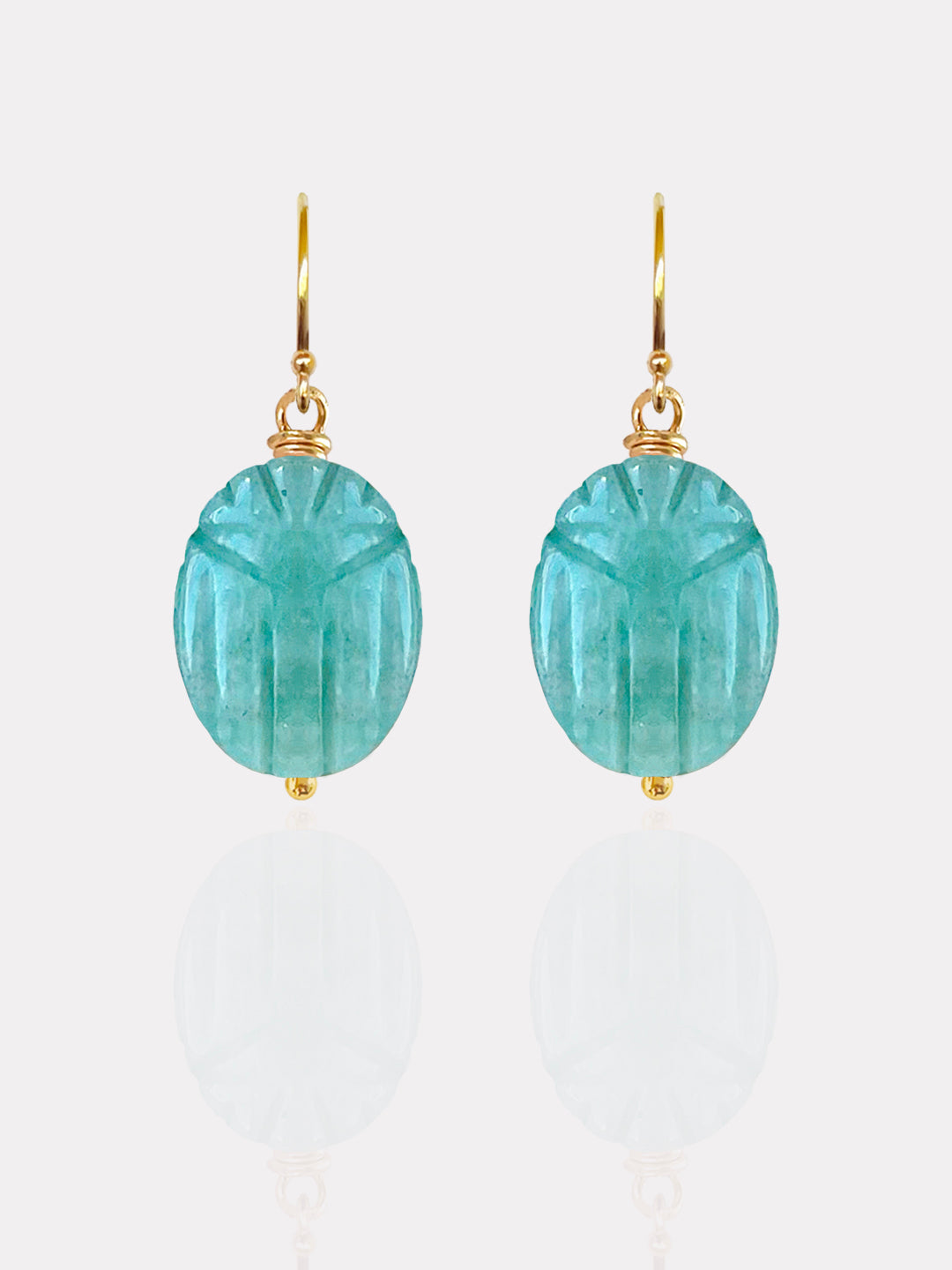 Amazonite Beetle Earrings