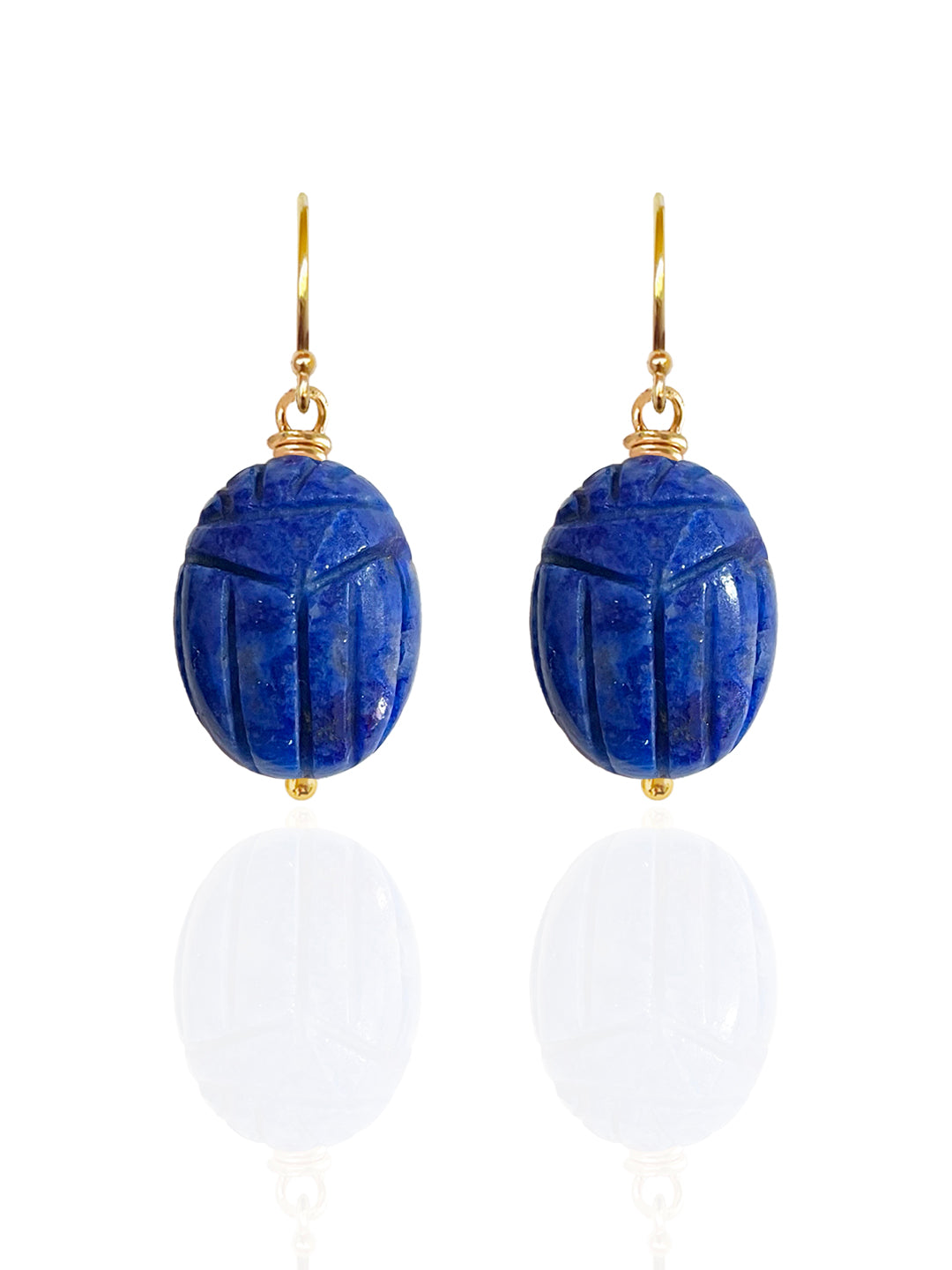 Lapis Lazuli Beetle Earrings