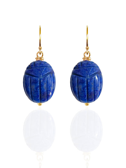 Lapis Lazuli Beetle Earrings
