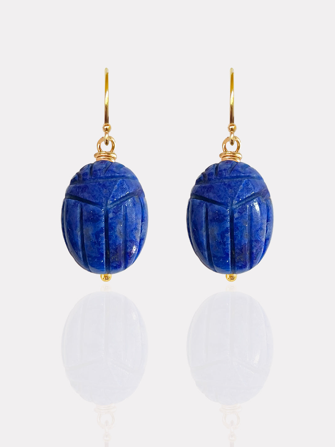 Lapis Lazuli Beetle Earrings