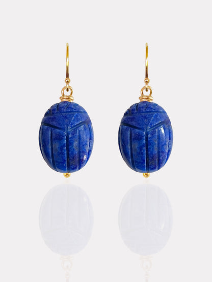 Lapis Lazuli Beetle Earrings