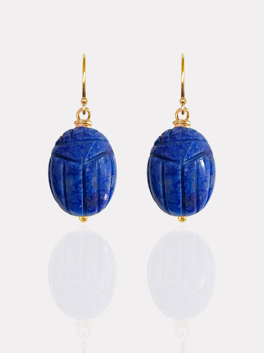 Lapis Lazuli Beetle Earrings