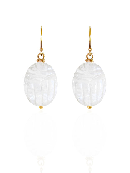 Pendientes Escarabajo Piedra Luna Iridiscente