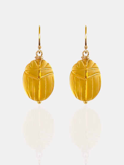 Citrine Beetle Earrings