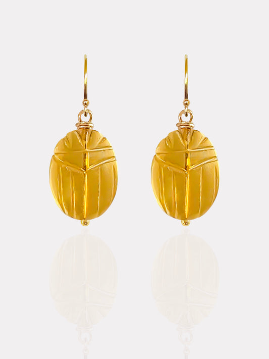 Citrine Beetle Earrings