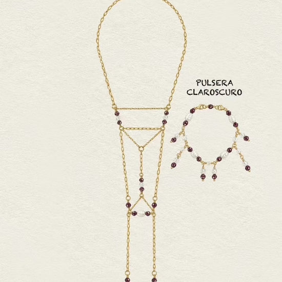 Vídeo de la pulsera Claroscuro uniéndose al collar Valentía. Joyas transformables.