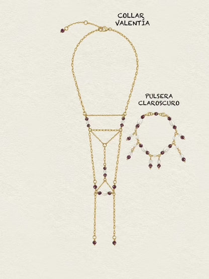 Vídeo de la pulsera Claroscuro uniéndose al collar Valentía. Joyas transformables.