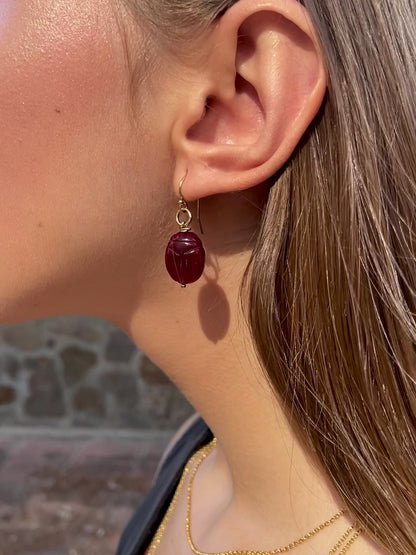 Garnet Beetle Earrings